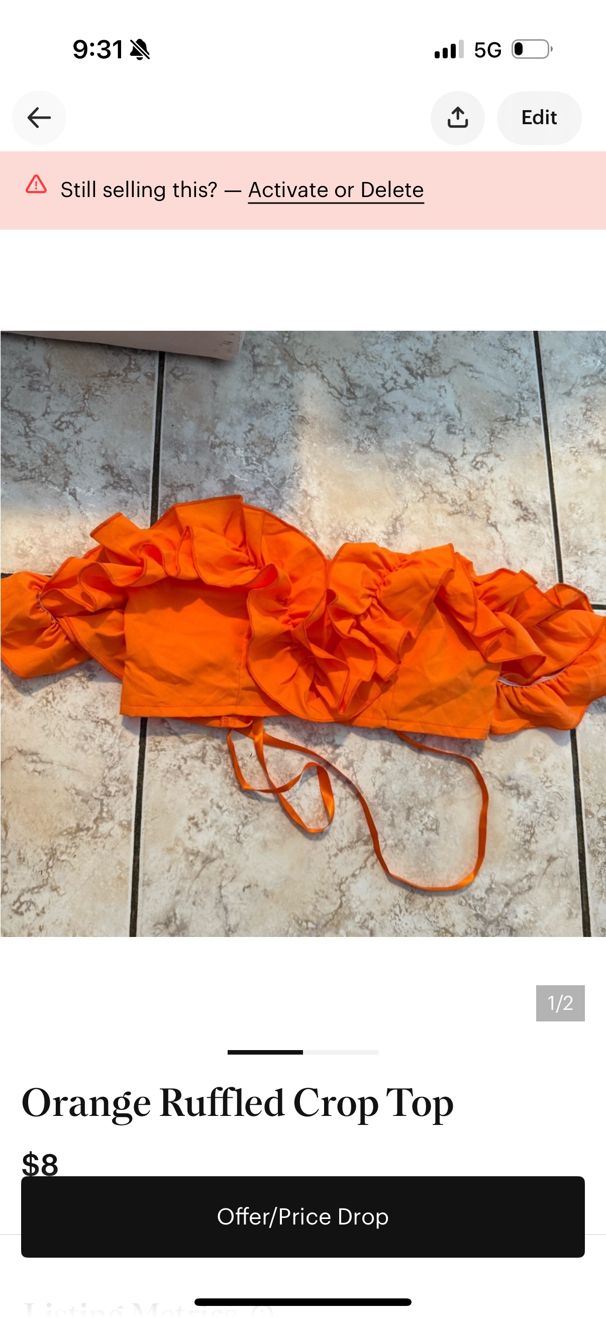 Crop top size s never used