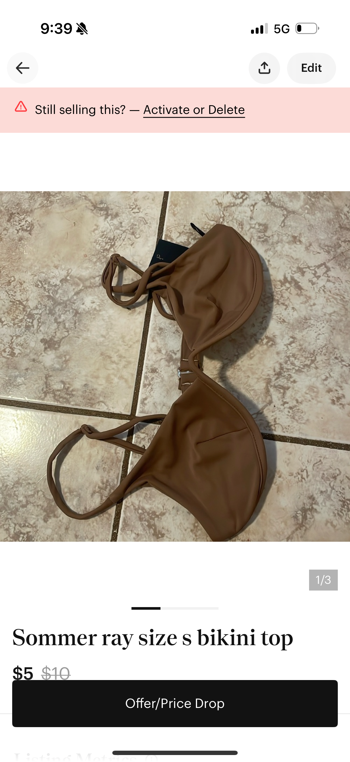 Bikini top size s never used