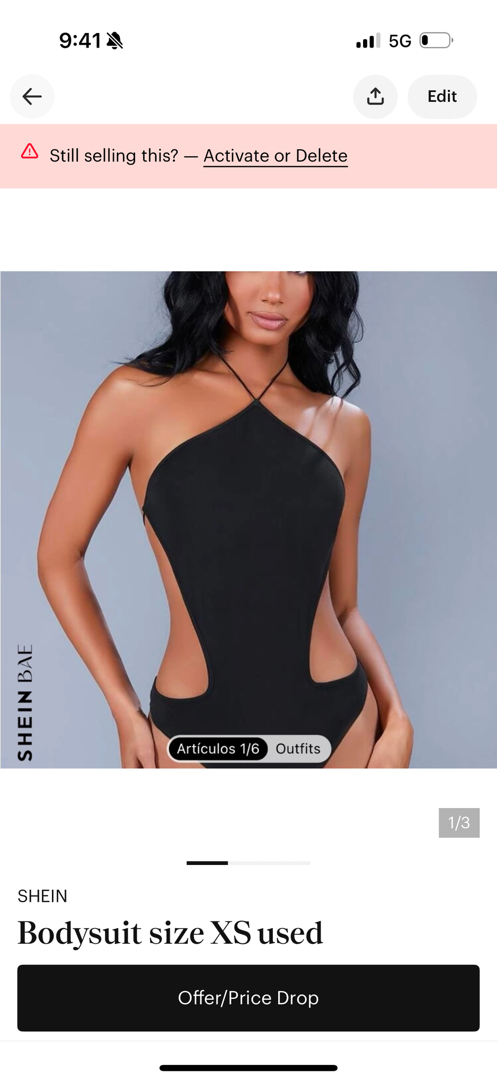 Bodysuit size XS black