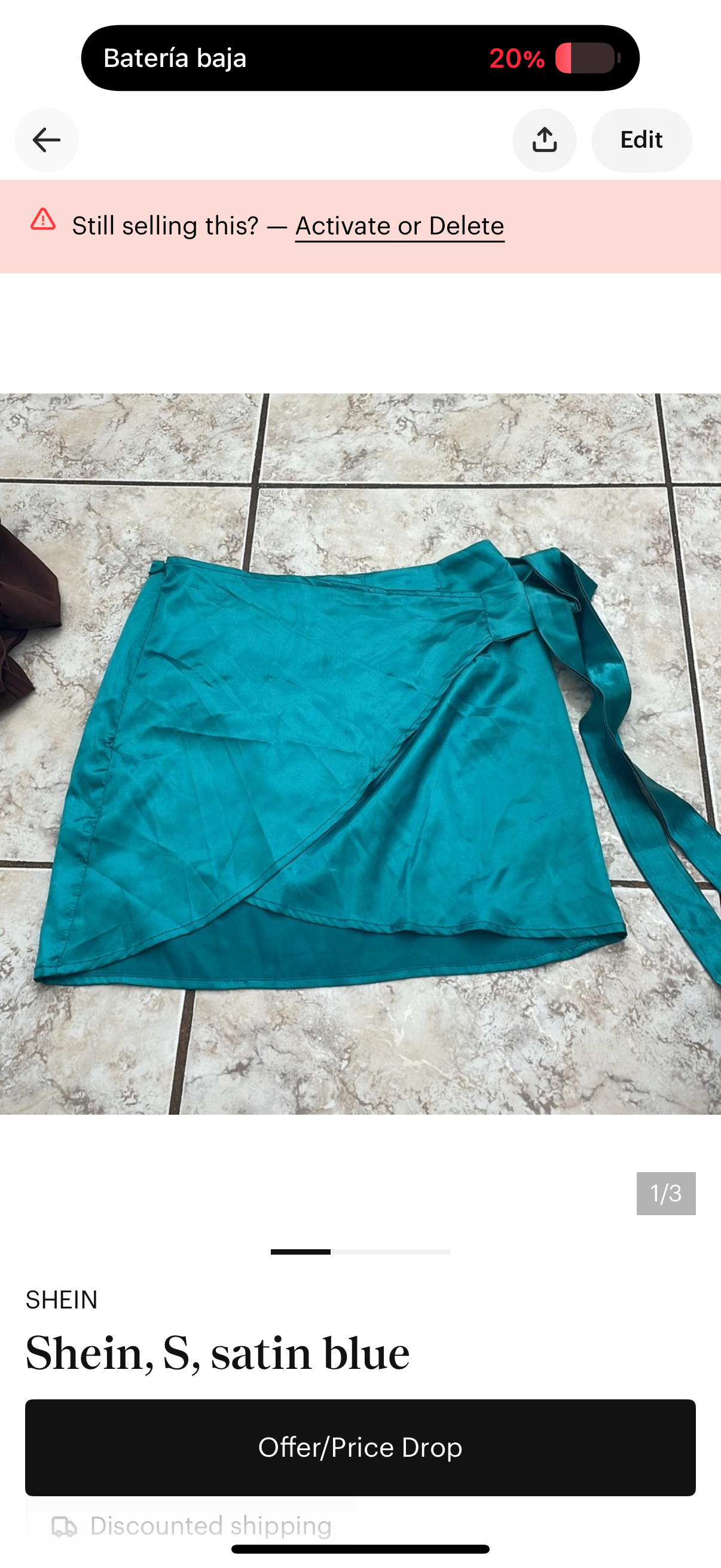 Satin skirt size s used